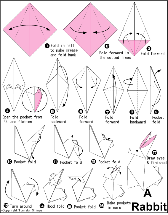 Оригами кролик для детей пошагово