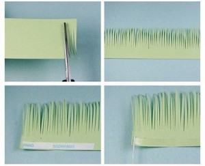 Нарежьте бахрому вдоль полосок